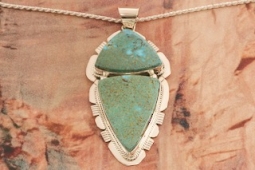Genuine Kingman Turquoise Sterling Silver Native American Pendant